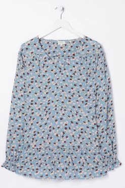 FatFace Blue Dylan Tonal Longline Blouse -Fashion Clothing Store 153932s5