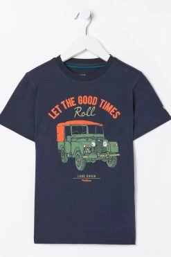 FatFace Blue Land Rover Times Graphic T-Shirt -Fashion Clothing Store 157936s4