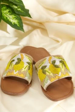 FatFace Sorrento Beaded White Sliders -Fashion Clothing Store 170173s3