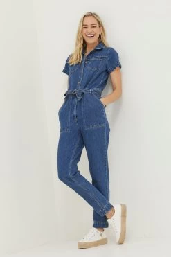 FatFace Blue Imogen Short Sleeve Boilersuit