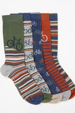 FatFace Green Bike Socks 5 Pack