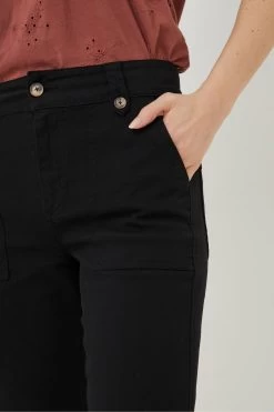 FatFace Ripley Canvas Black Wide Leg Trousers -Fashion Clothing Store 308706s3