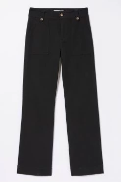 FatFace Ripley Canvas Black Wide Leg Trousers -Fashion Clothing Store 308706s4