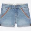 FatFace Blue Rainbow Embroidered Denim Shorts