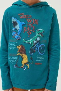 FatFace Green Creature Graphic Hooded T-Shirt -Fashion Clothing Store 325210s3