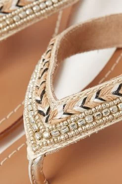 FatFace Natural Lana Beaded Flip Flops -Fashion Clothing Store 372900s4