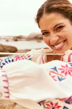 FatFace Natural Ida Embroidered Blouse -Fashion Clothing Store 376 714s3