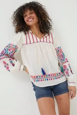 FatFace Natural Ida Embroidered Blouse -Fashion Clothing Store 376 714s4