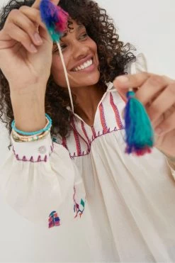 FatFace Natural Ida Embroidered Blouse -Fashion Clothing Store 376 714s7