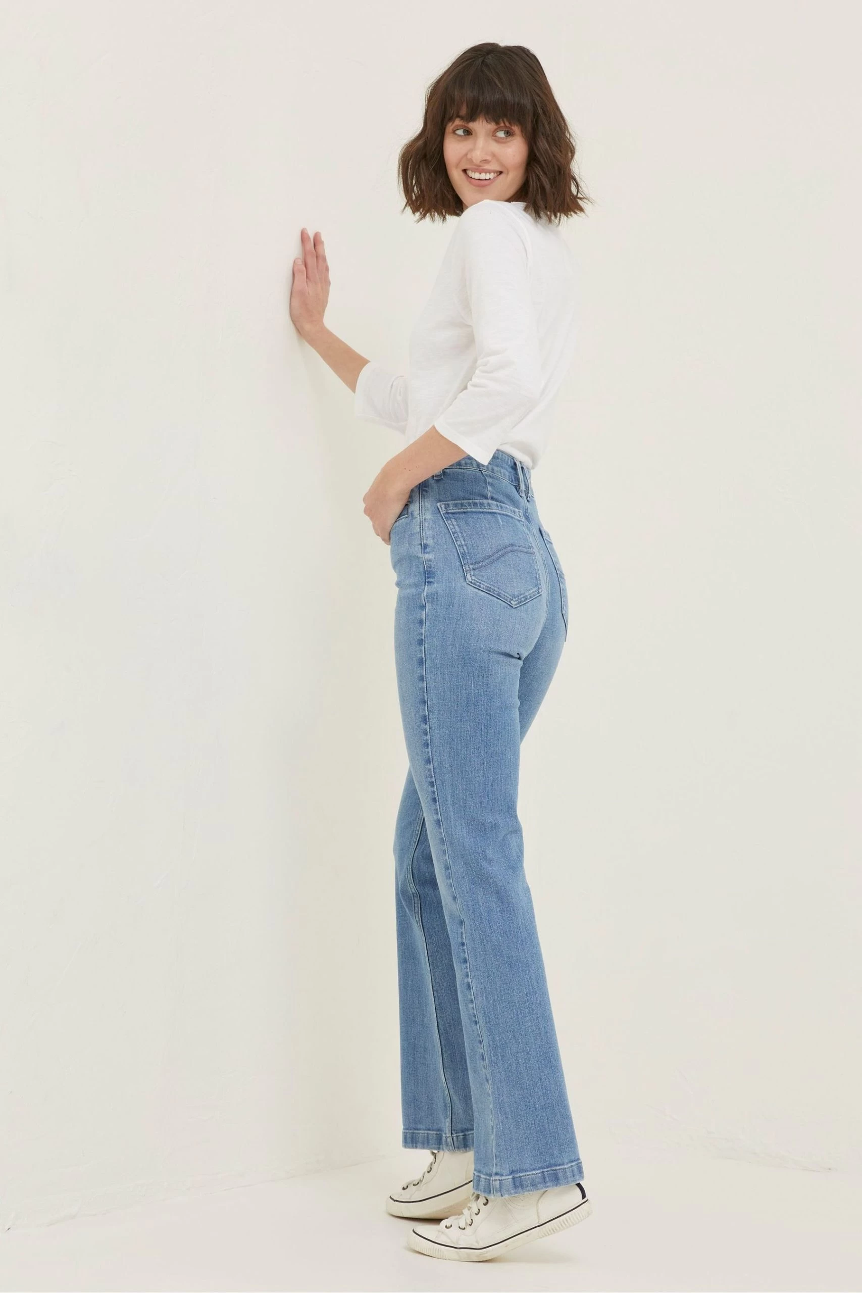 FatFace Blue Fly Flare Jeans 2 FatFace Blue Fly Flare Jeans - Image 2
