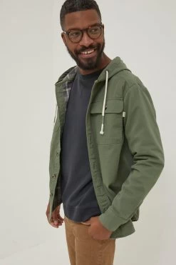 FatFace Green Walcot Hooded Overshirt -Fashion Clothing Store 411816s3