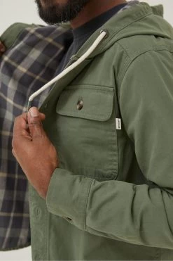 FatFace Green Walcot Hooded Overshirt -Fashion Clothing Store 411816s4