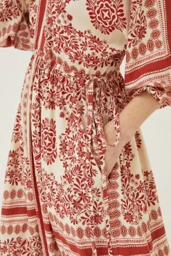 FatFace Natural Effie Bandana Midi Dress -Fashion Clothing Store 506535s4