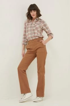 FatFace Ripley Canvas Brown Wide Leg Trousers -Fashion Clothing Store 634498s3