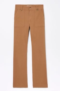 FatFace Ripley Canvas Brown Wide Leg Trousers -Fashion Clothing Store 634498s5