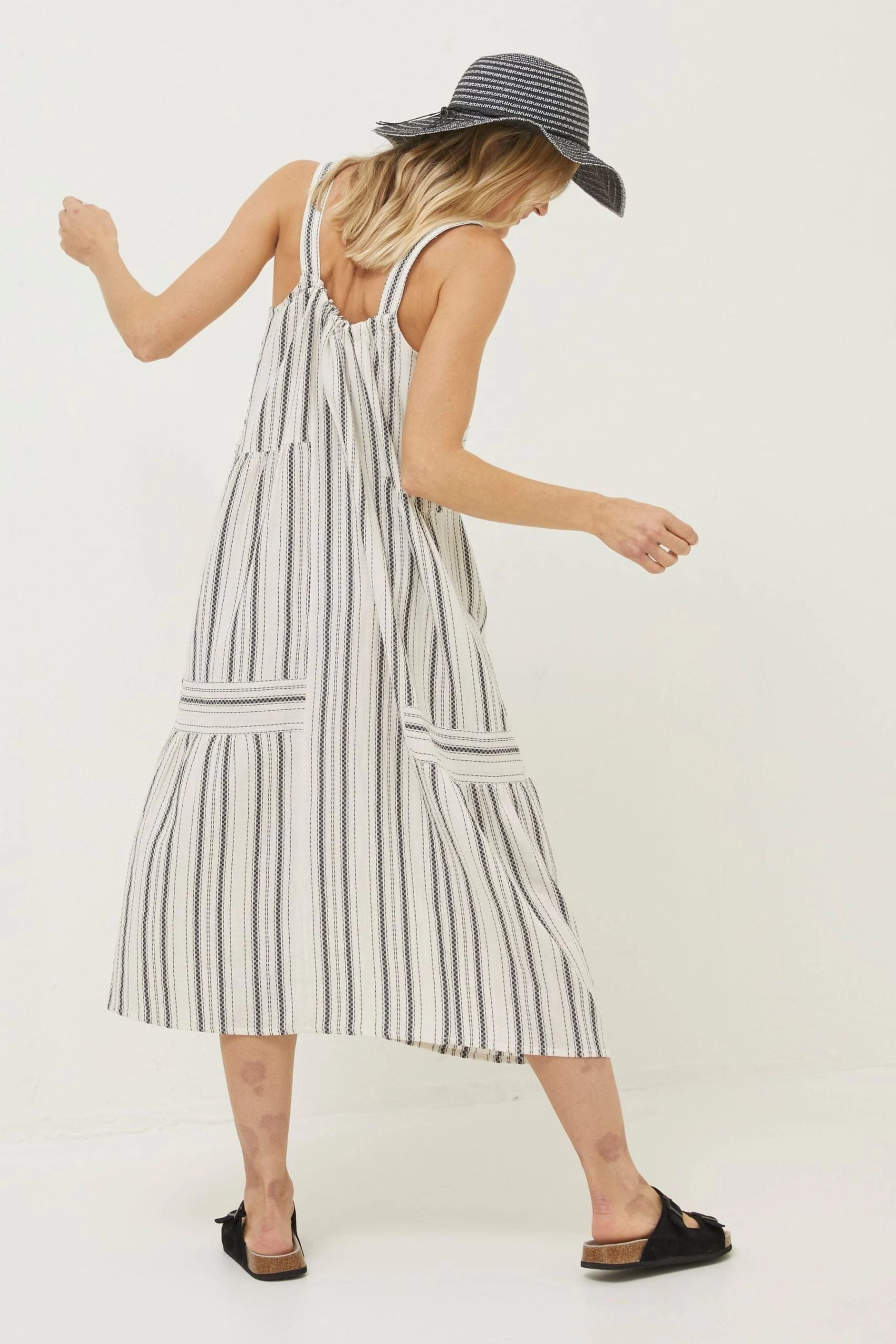 FatFace Natural Tulum Stripe Midi Dress 2 FatFace Natural Tulum Stripe Midi Dress - Image 2