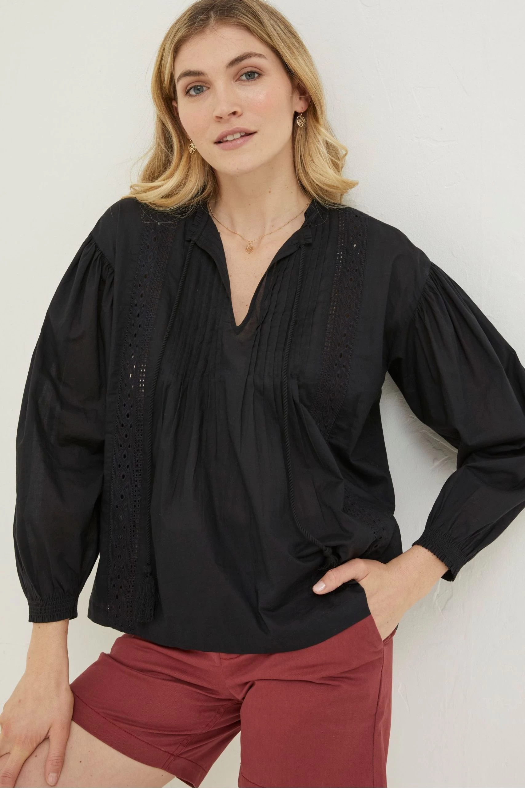 FatFace Black Freya Lace Blouse 1 FatFace Black Freya Lace Blouse
