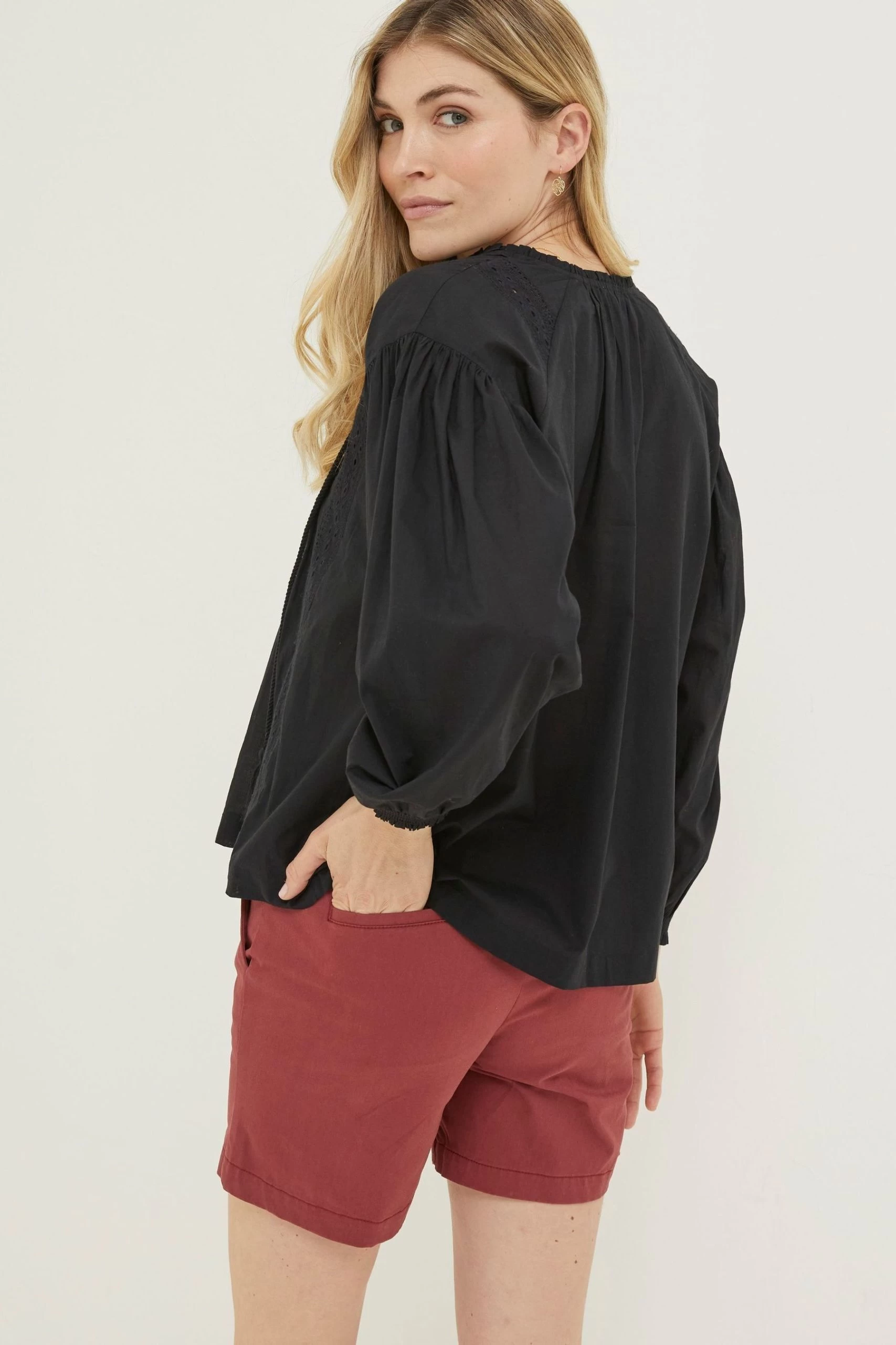 FatFace Black Freya Lace Blouse 2 FatFace Black Freya Lace Blouse - Image 2