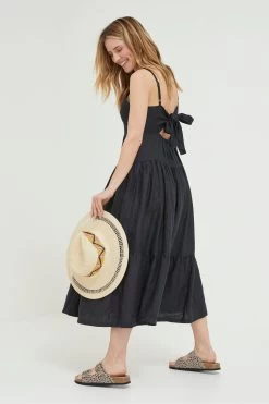 FatFace Julien Black Linen Midi Dress -Fashion Clothing Store 864931s2