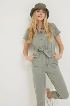 FatFace Green Imogen Short Sleeve Boilersuit -Fashion Clothing Store 879842s3