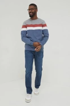 FatFace Grey Burley Stripe Crew Sweat Top -Fashion Clothing Store 895371s3