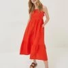 FatFace Red Julien Linen Midi Dress