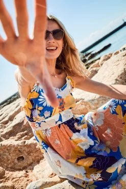 FatFace Blue Jayden Coastal Midi Dress -Fashion Clothing Store A81 736s3