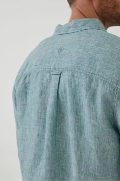 FatFace Green Plain Linen Shirt -Fashion Clothing Store A81 771s7