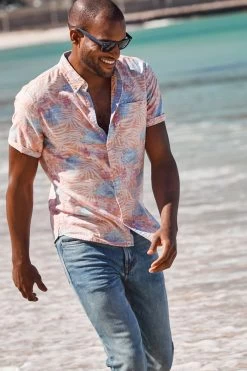 FatFace Fently Orange Palm Print Shirt