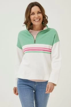 FatFace Green Colourblock Relaxed Airlie Sweat