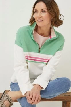 FatFace Green Colourblock Relaxed Airlie Sweat -Fashion Clothing Store A81606s4
