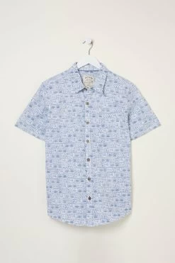 FatFace Blue Vintage Tile Print Shirt 9 FatFace Blue Vintage Tile Print Shirt -Fashion Clothing Store A81976s5
