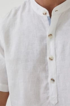 FatFace White Pop Over Linen Shirt -Fashion Clothing Store A81991s3