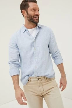 FatFace Blue Stripe Linen Shirt