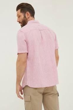 FatFace Pink Stripe Linen Shirt -Fashion Clothing Store A82084s2