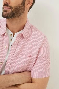 FatFace Pink Stripe Linen Shirt -Fashion Clothing Store A82084s3