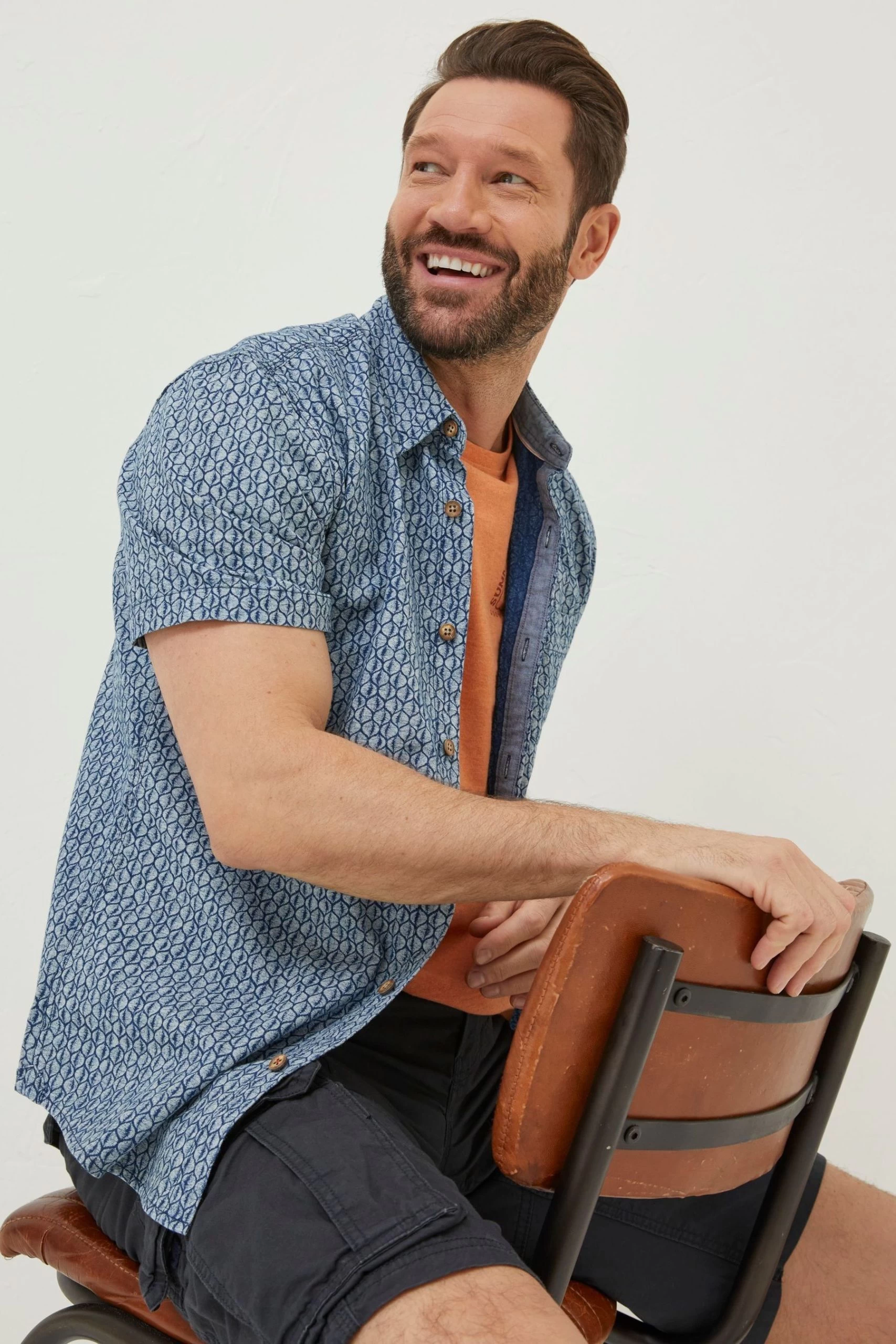 FatFace Blue Shell Print Shirt 1 FatFace Blue Shell Print Shirt