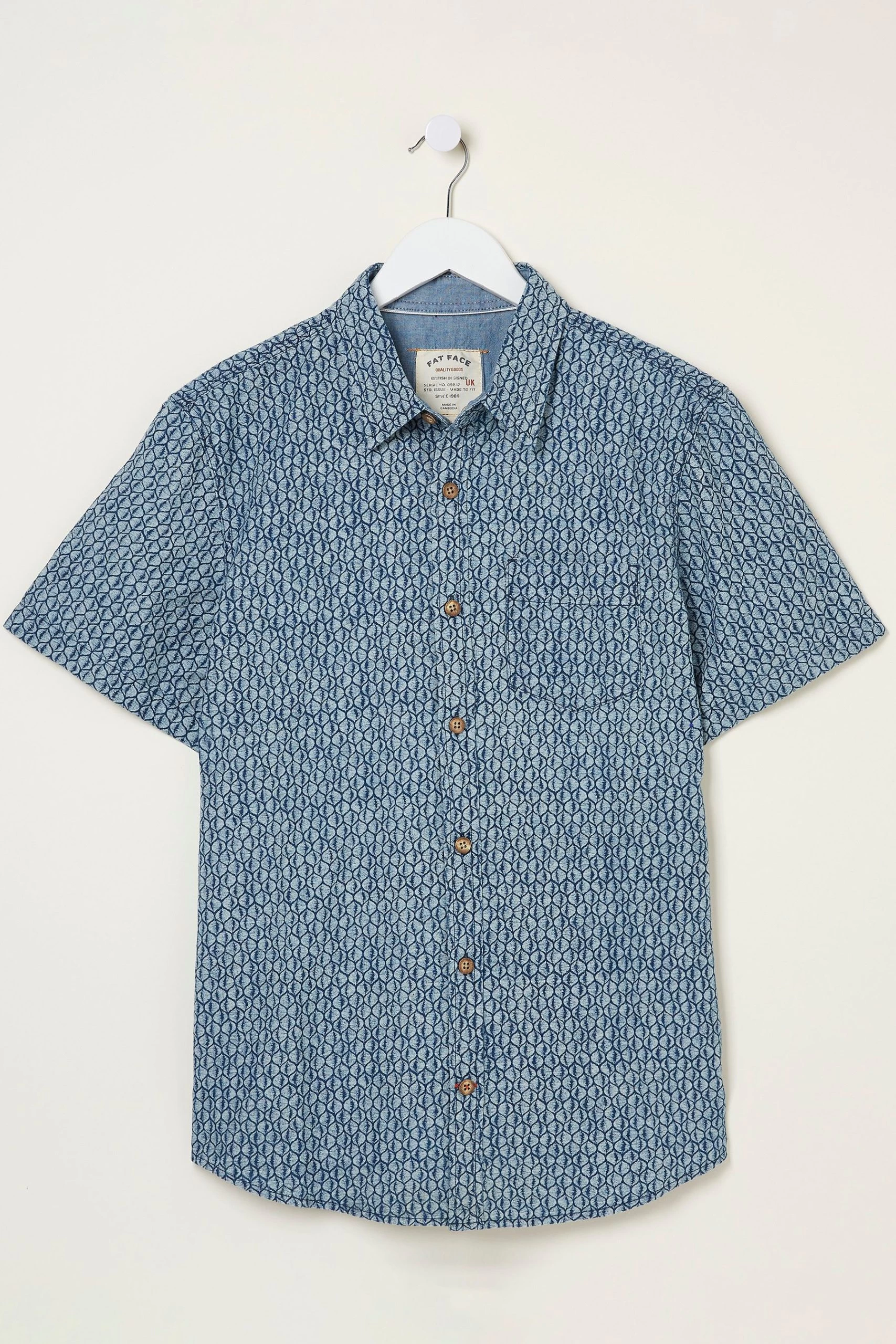 FatFace Blue Shell Print Shirt 6 FatFace Blue Shell Print Shirt - Image 6