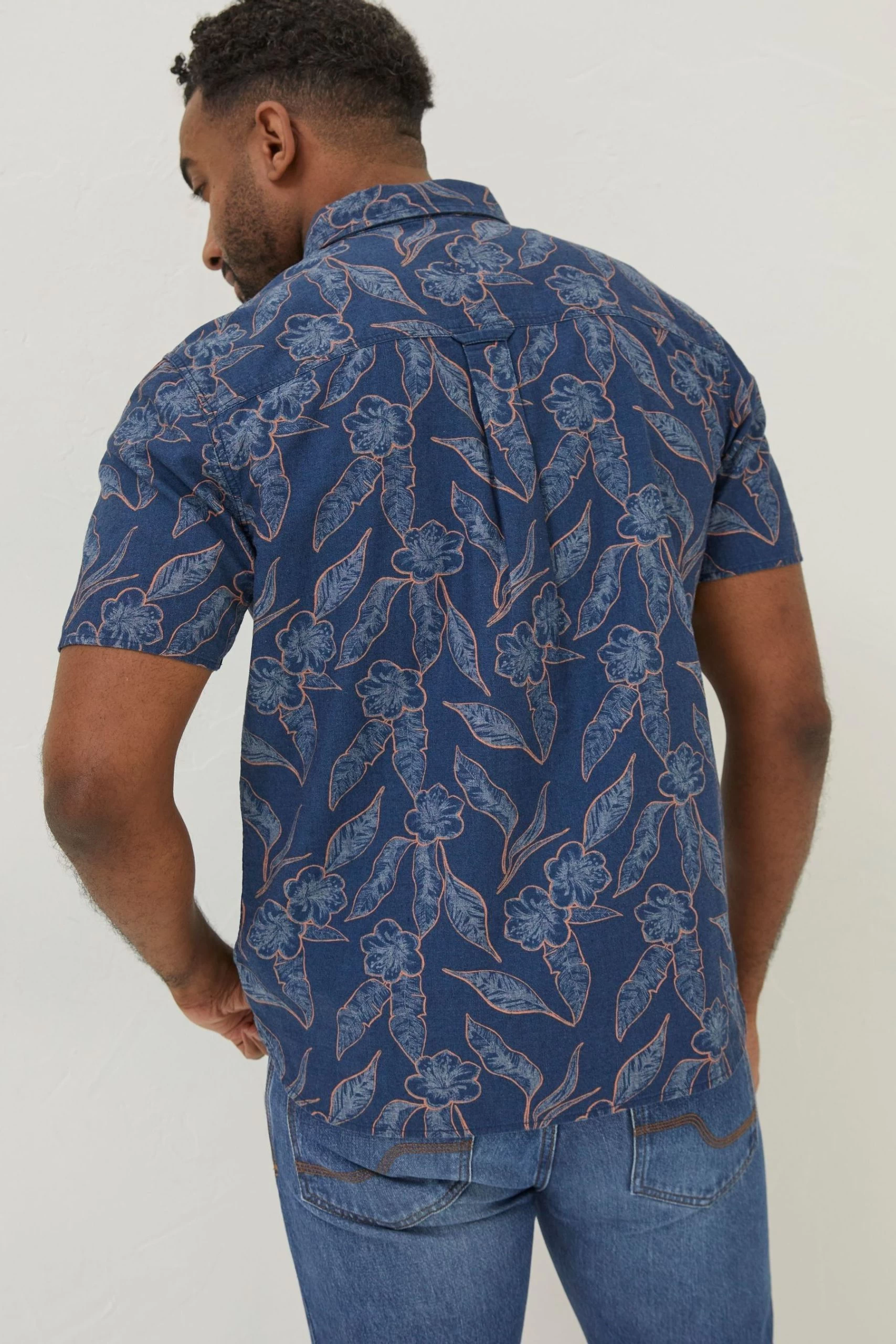 FatFace Blue Hibiscus Print Shirt 2 FatFace Blue Hibiscus Print Shirt - Image 2