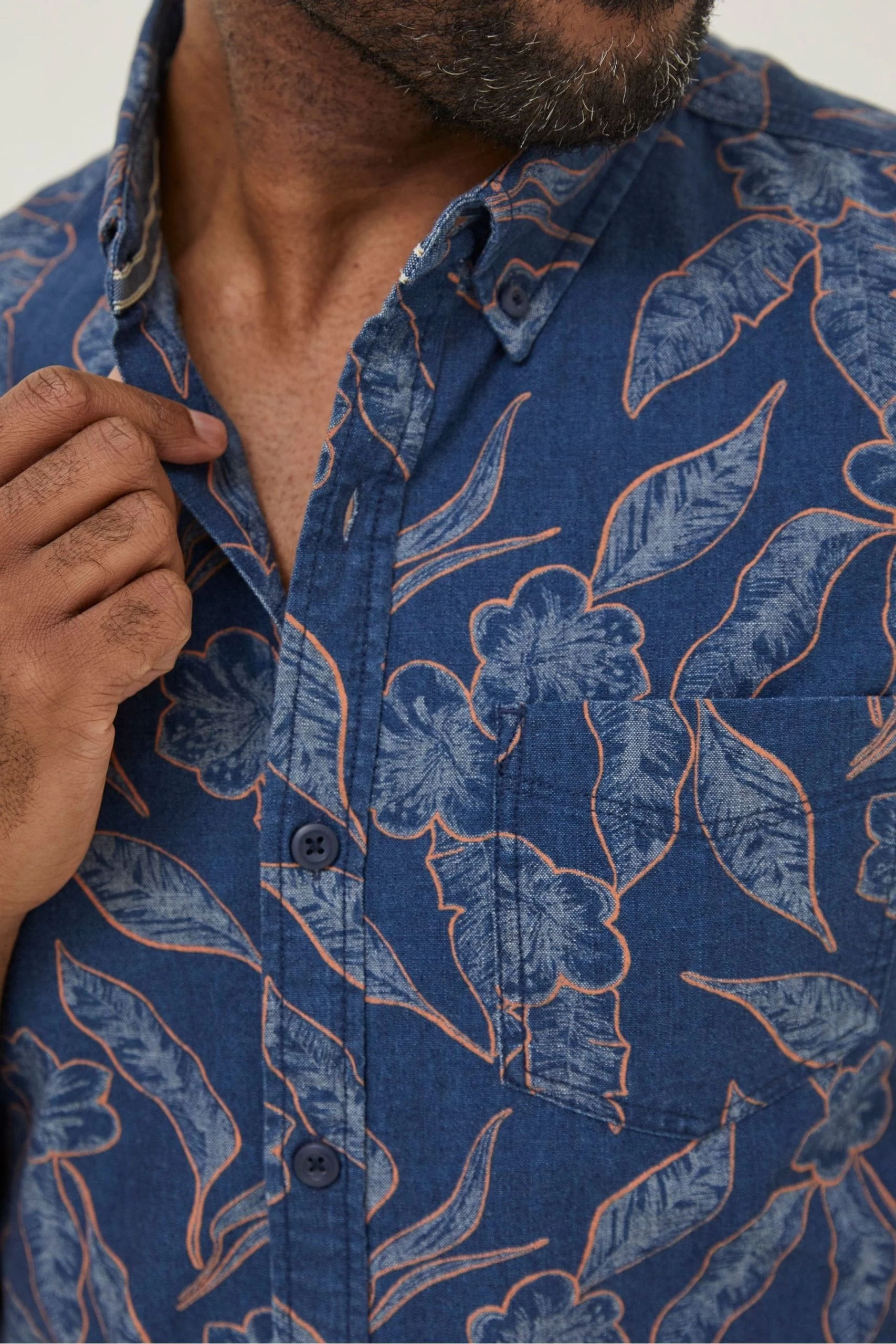 FatFace Blue Hibiscus Print Shirt 3 FatFace Blue Hibiscus Print Shirt - Image 3
