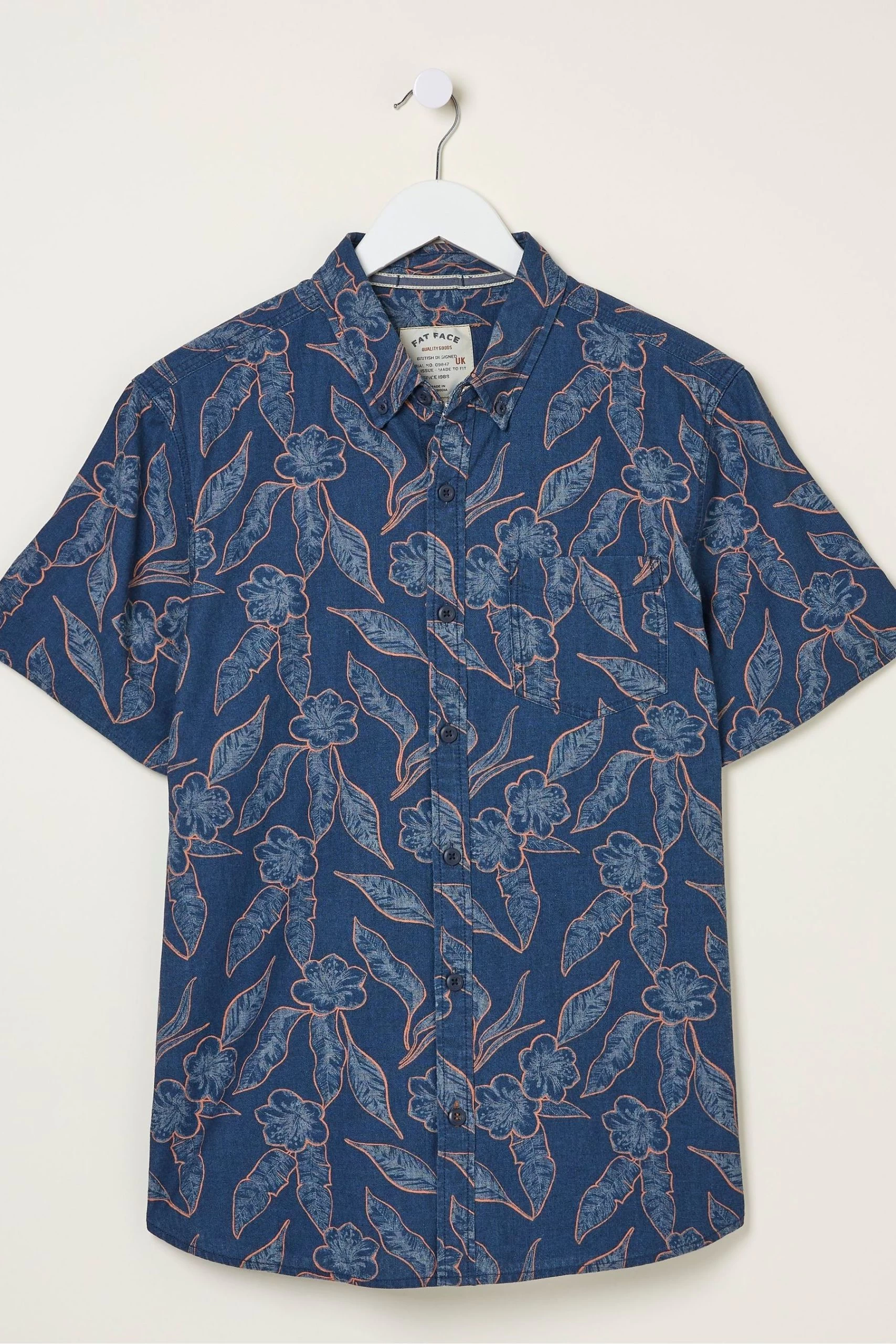 FatFace Blue Hibiscus Print Shirt 6 FatFace Blue Hibiscus Print Shirt - Image 6