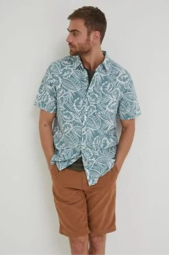 FatFace Green Bugle Palm Print Shirt