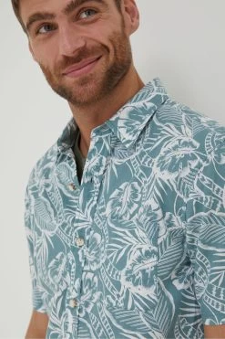 FatFace Green Bugle Palm Print Shirt -Fashion Clothing Store A82163s3