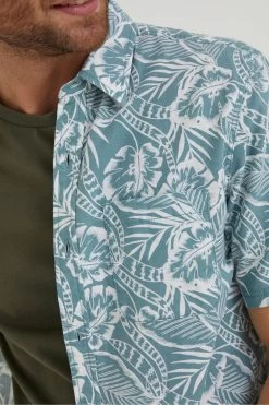 FatFace Green Bugle Palm Print Shirt -Fashion Clothing Store A82163s4