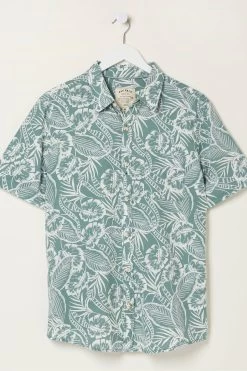 FatFace Green Bugle Palm Print Shirt -Fashion Clothing Store A82163s5