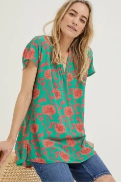 FatFace Green Piper Bali Blooms Blouse