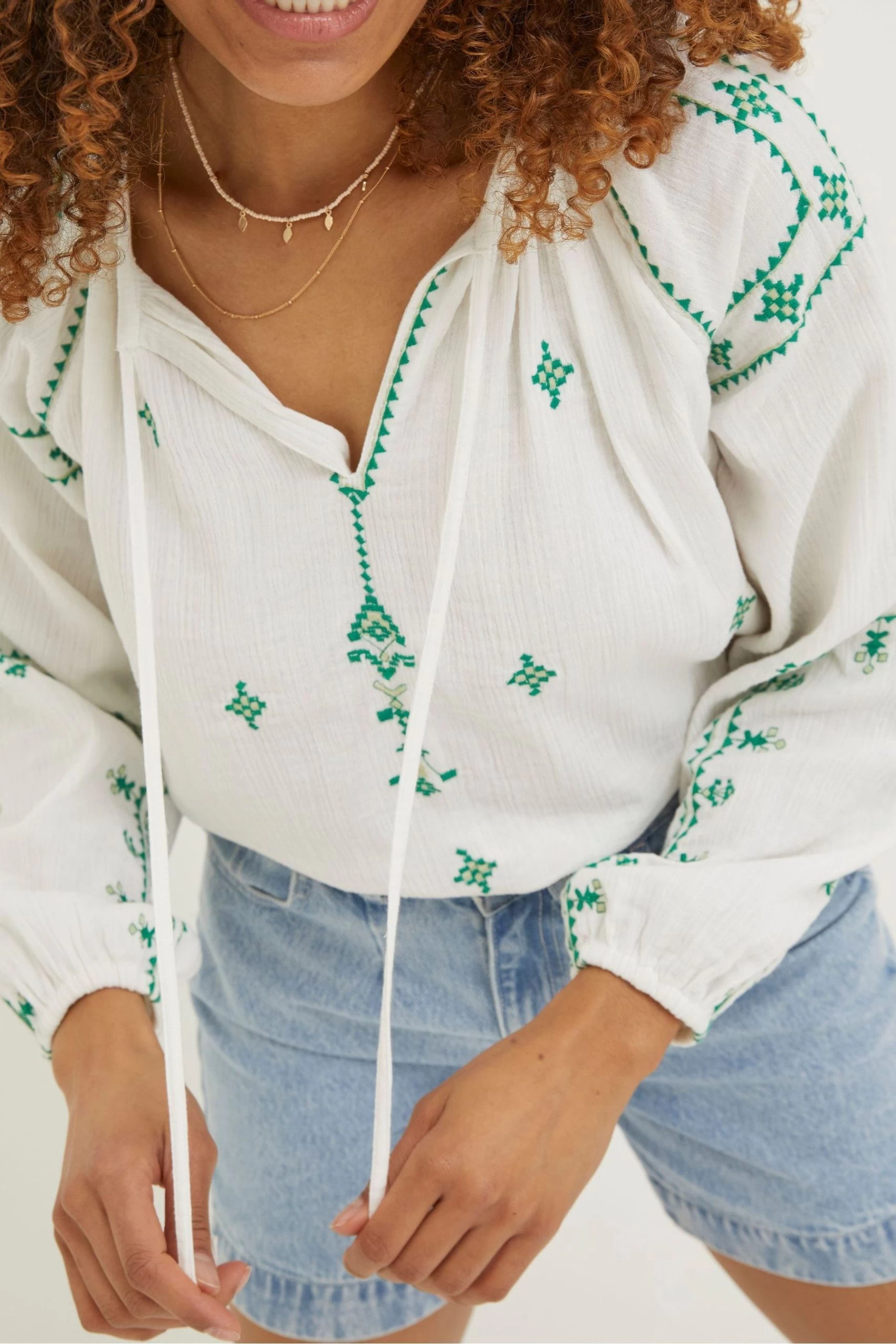 FatFace Dee Embroidered White Blouse 4 FatFace Dee Embroidered White Blouse - Image 4