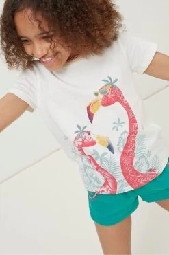 FatFace Flamingo Graphic White T-Shirt