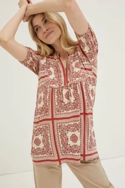FatFace Natural Lou Bandana Tunic Top