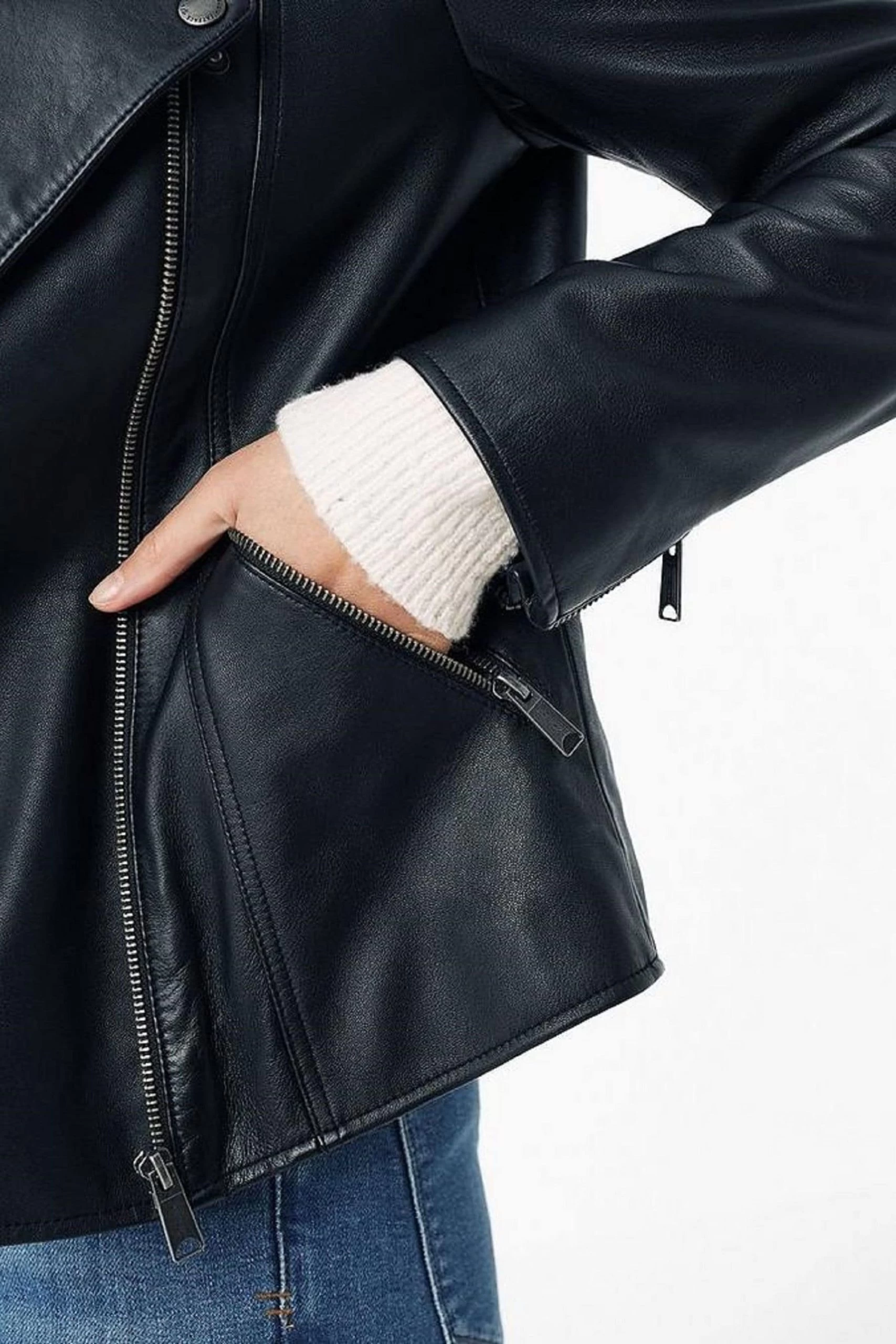 FatFace Bethany Black Leather Biker Jacket 3 FatFace Bethany Black Leather Biker Jacket - Image 3